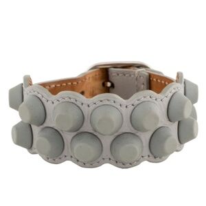 Balenciaga | Arena Two Row Giant Stud Bracelet - Grey Metal Leather Cuff